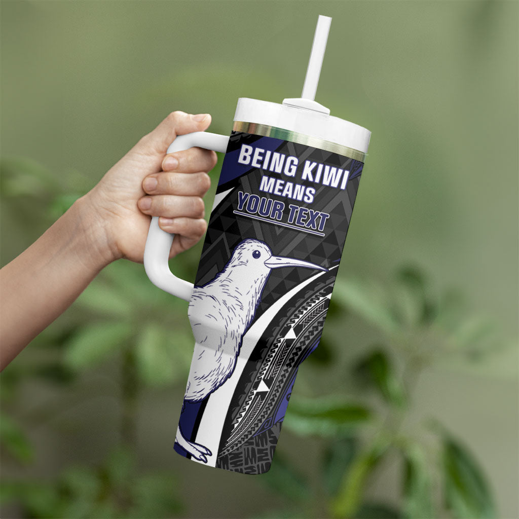 Personalised New Zealand Kiwi Tumbler With Handle Silver Fern Tribal Pattern DT05 - Polynesian Pride