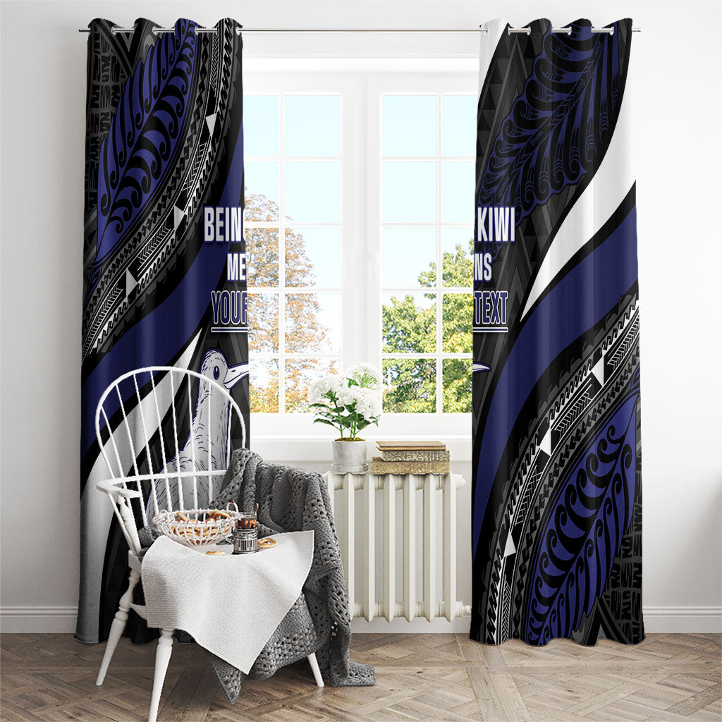 Personalised New Zealand Kiwi Window Curtain Silver Fern Tribal Pattern DT05 - Polynesian Pride