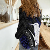 Personalised New Zealand Kiwi Women Casual Shirt Silver Fern Tribal Pattern DT05 - Polynesian Pride