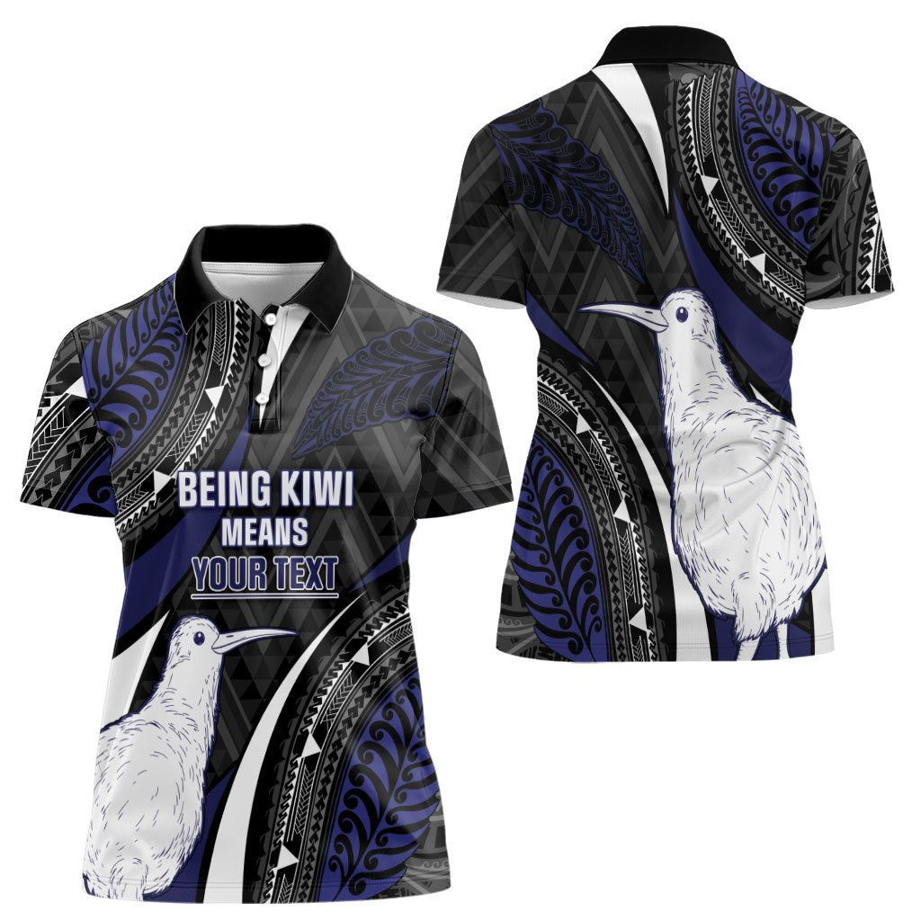 Personalised New Zealand Kiwi Women Polo Shirt Silver Fern Tribal Pattern DT05 - Polynesian Pride