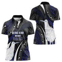 Personalised New Zealand Kiwi Women Polo Shirt Silver Fern Tribal Pattern DT05 - Polynesian Pride