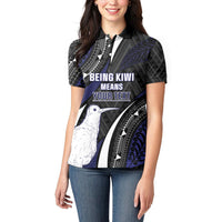 Personalised New Zealand Kiwi Women Polo Shirt Silver Fern Tribal Pattern DT05 - Polynesian Pride
