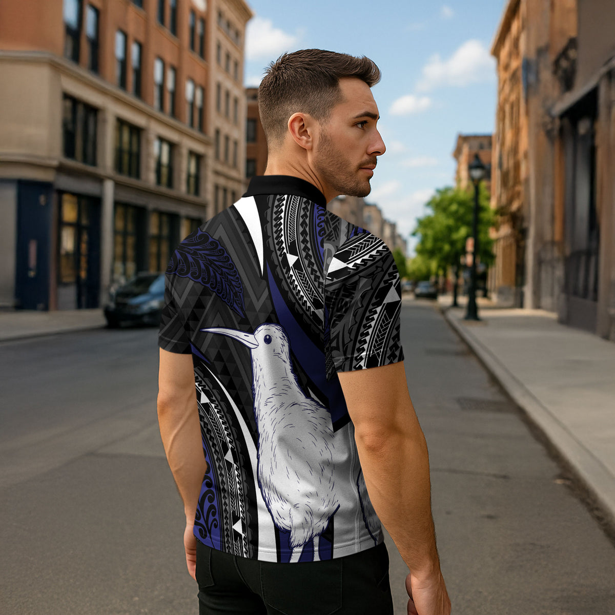 Personalised New Zealand Kiwi Zipper Polo Shirt Silver Fern Tribal Pattern DT05 - Polynesian Pride