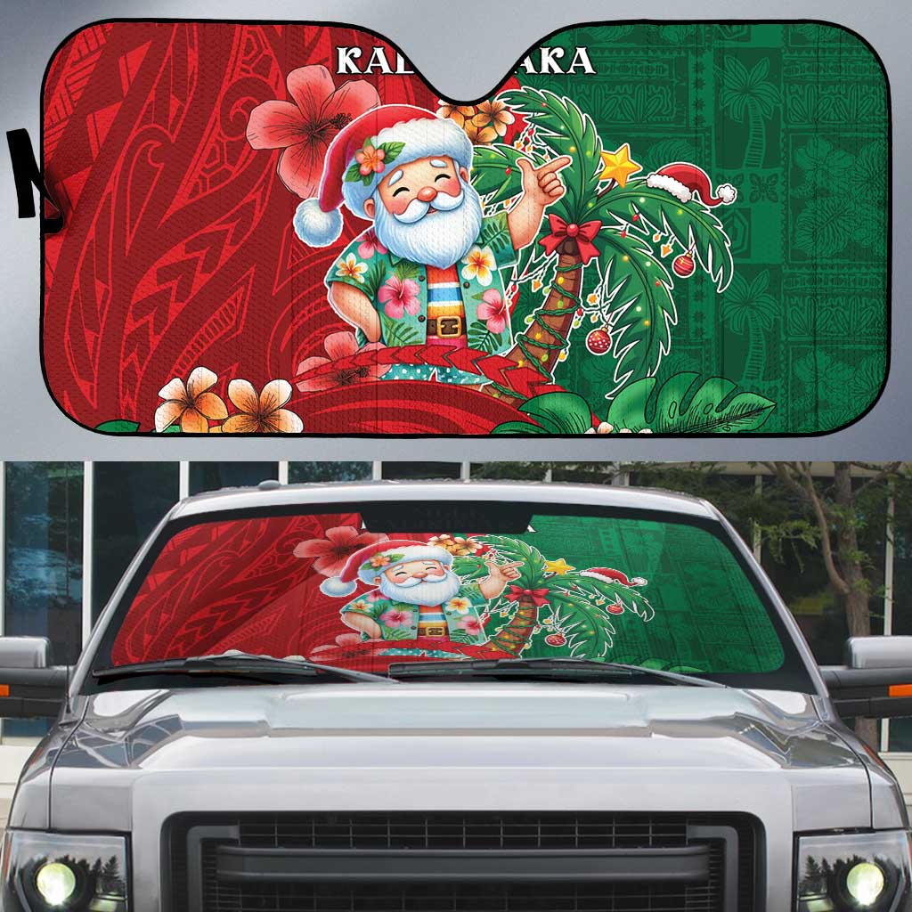 Hawaii Christmas Auto Sun Shade Mele Kalikimaka Funny Hawaiian Santa - Polynesian Pride