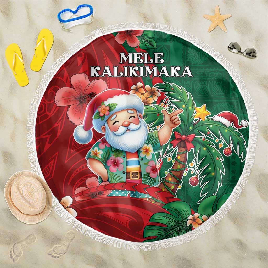 Hawaii Christmas Beach Blanket Mele Kalikimaka Funny Hawaiian Santa DT05 One Size 150cm Green - Polynesian Pride
