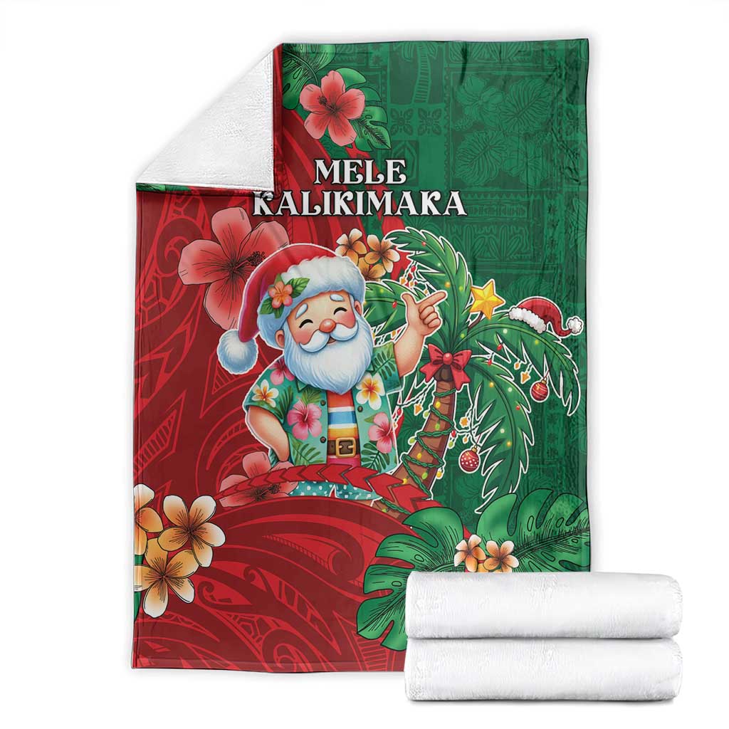 Hawaii Christmas Blanket Mele Kalikimaka Funny Hawaiian Santa - Polynesian Pride