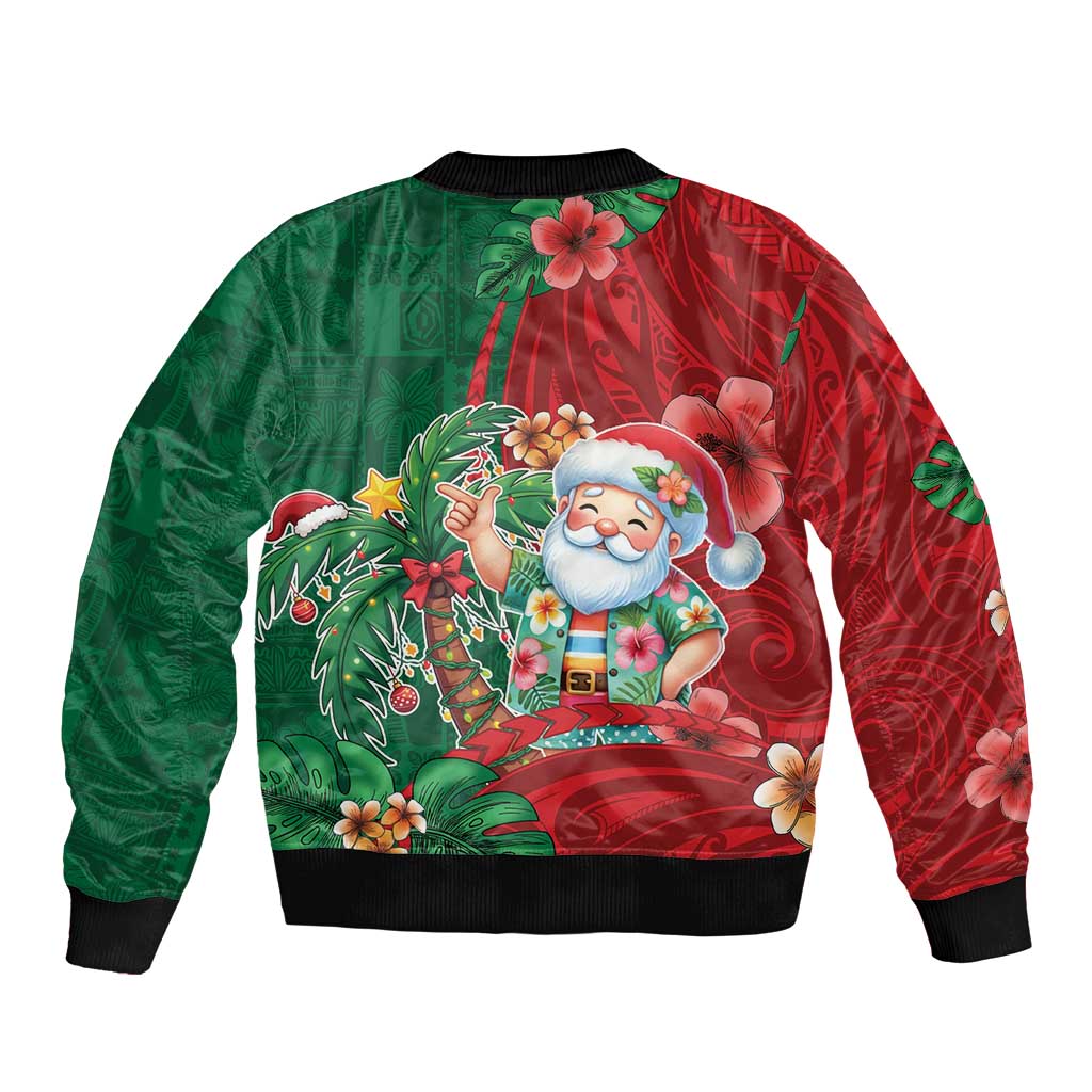 Hawaii Christmas Bomber Jacket Mele Kalikimaka Funny Hawaiian Santa - Polynesian Pride