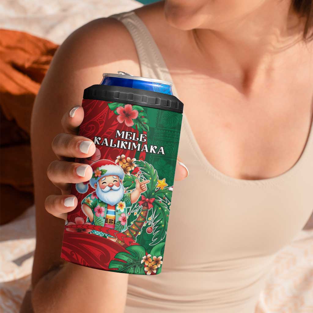 Hawaii Christmas 4 in 1 Can Cooler Tumbler Mele Kalikimaka Funny Hawaiian Santa - Polynesian Pride
