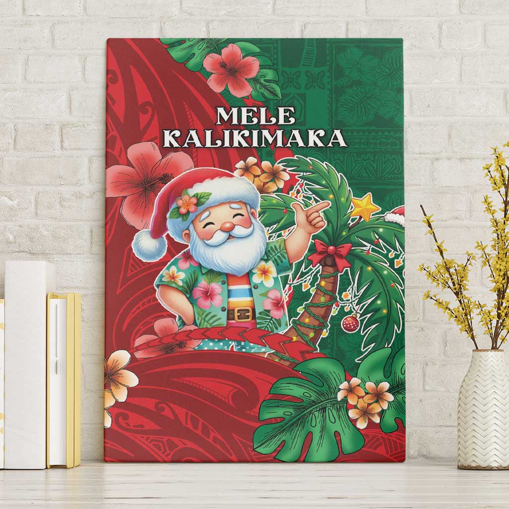 Hawaii Christmas Canvas Wall Art Mele Kalikimaka Funny Hawaiian Santa - Polynesian Pride