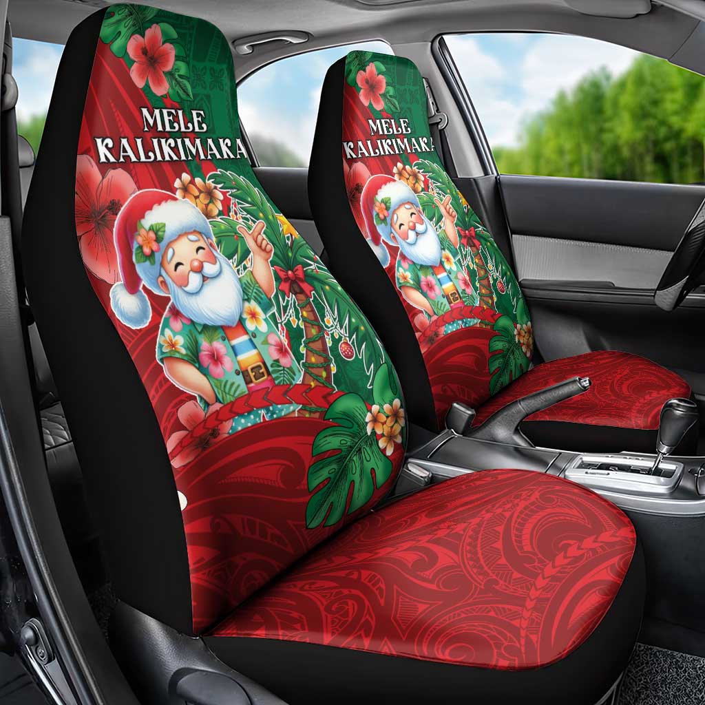 Hawaii Christmas Car Seat Cover Mele Kalikimaka Funny Hawaiian Santa - Polynesian Pride