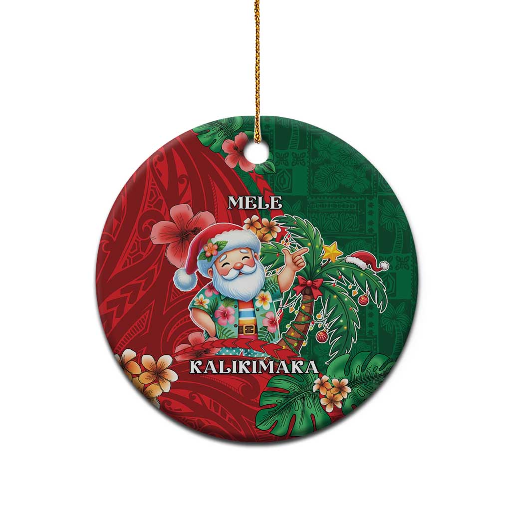Hawaii Christmas Ceramic Ornament Mele Kalikimaka Funny Hawaiian Santa - Polynesian Pride