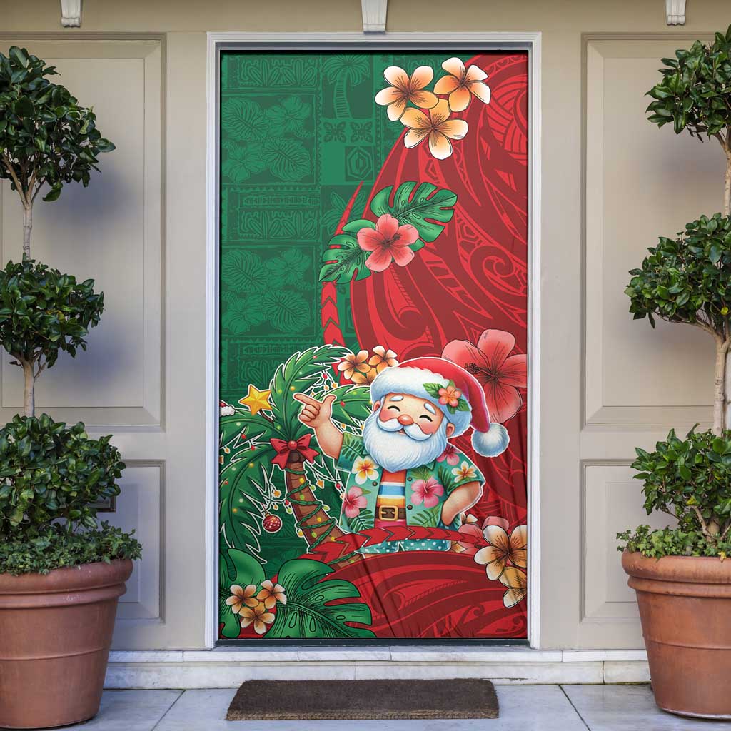 Hawaii Christmas Door Cover Mele Kalikimaka Funny Hawaiian Santa - Polynesian Pride