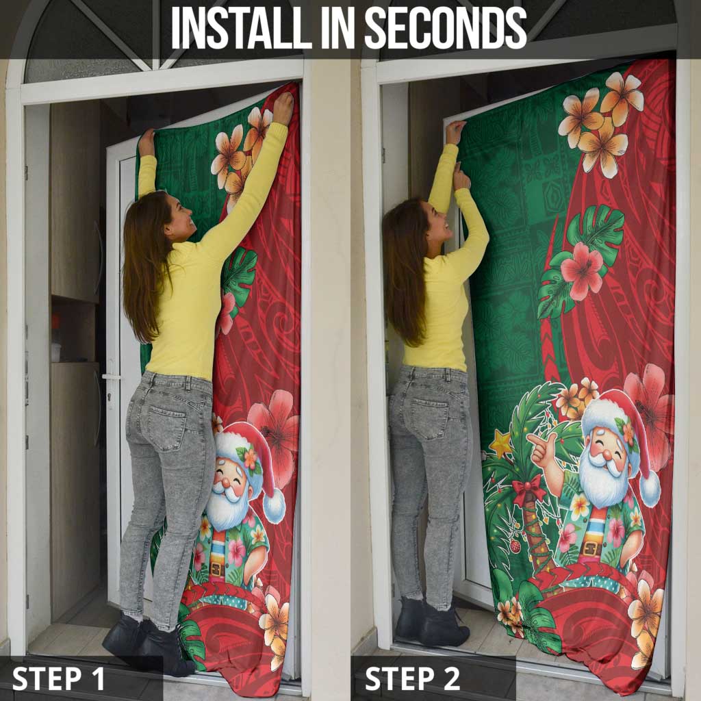 Hawaii Christmas Door Cover Mele Kalikimaka Funny Hawaiian Santa - Polynesian Pride