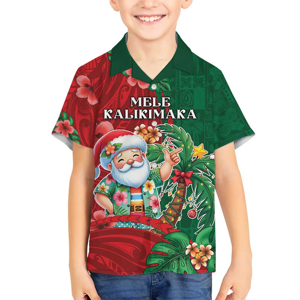 Hawaii Christmas Family Matching Long Sleeve Bodycon Dress and Hawaiian Shirt Mele Kalikimaka Funny Hawaiian Santa - Polynesian Pride