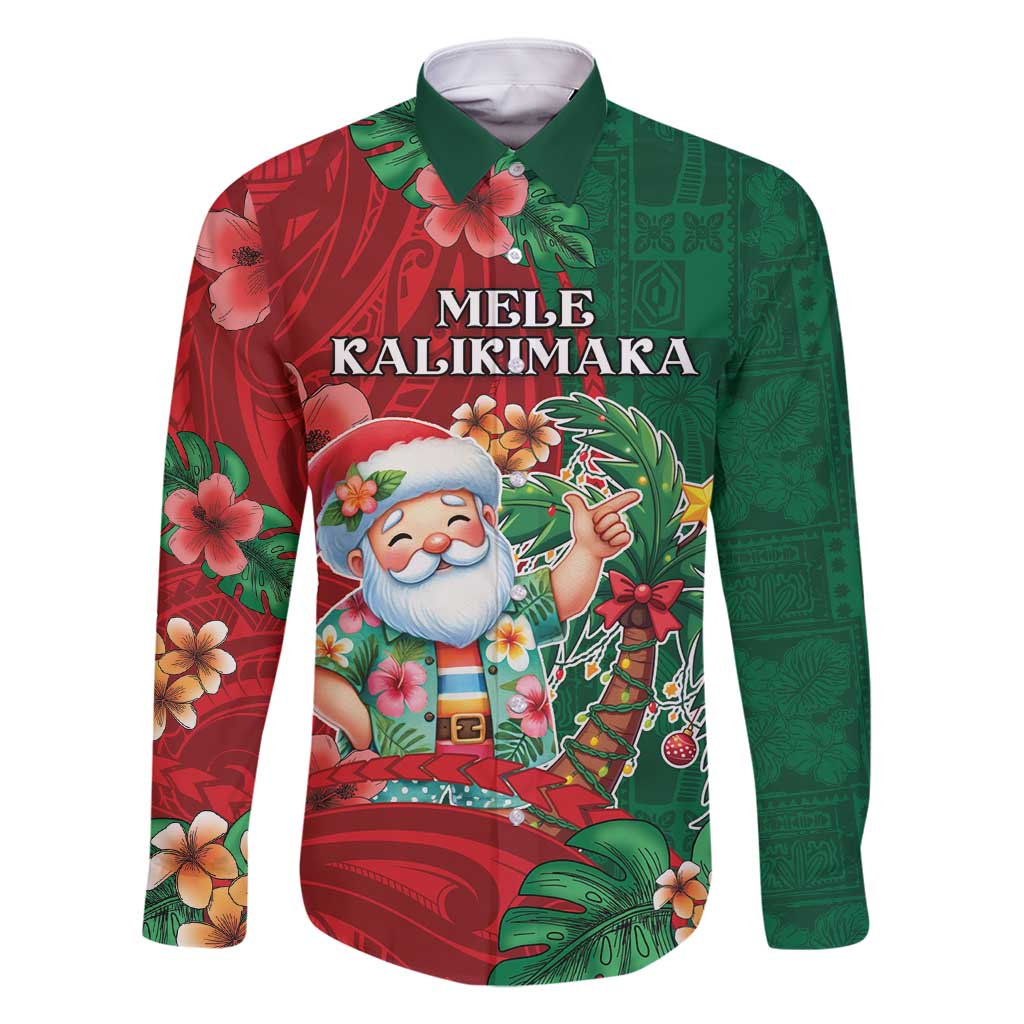 Hawaii Christmas Family Matching Off Shoulder Short Dress and Hawaiian Shirt Mele Kalikimaka Funny Hawaiian Santa - Polynesian Pride
