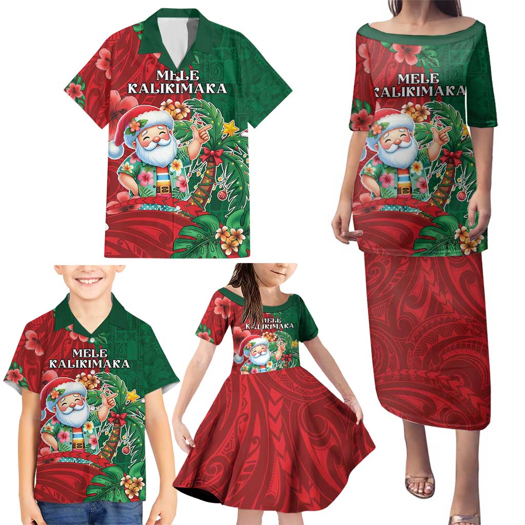 Hawaii Christmas Family Matching Puletasi and Hawaiian Shirt Mele Kalikimaka Funny Hawaiian Santa - Polynesian Pride