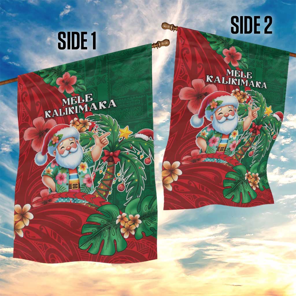 Hawaii Christmas Garden Flag Mele Kalikimaka Funny Hawaiian Santa - Polynesian Pride