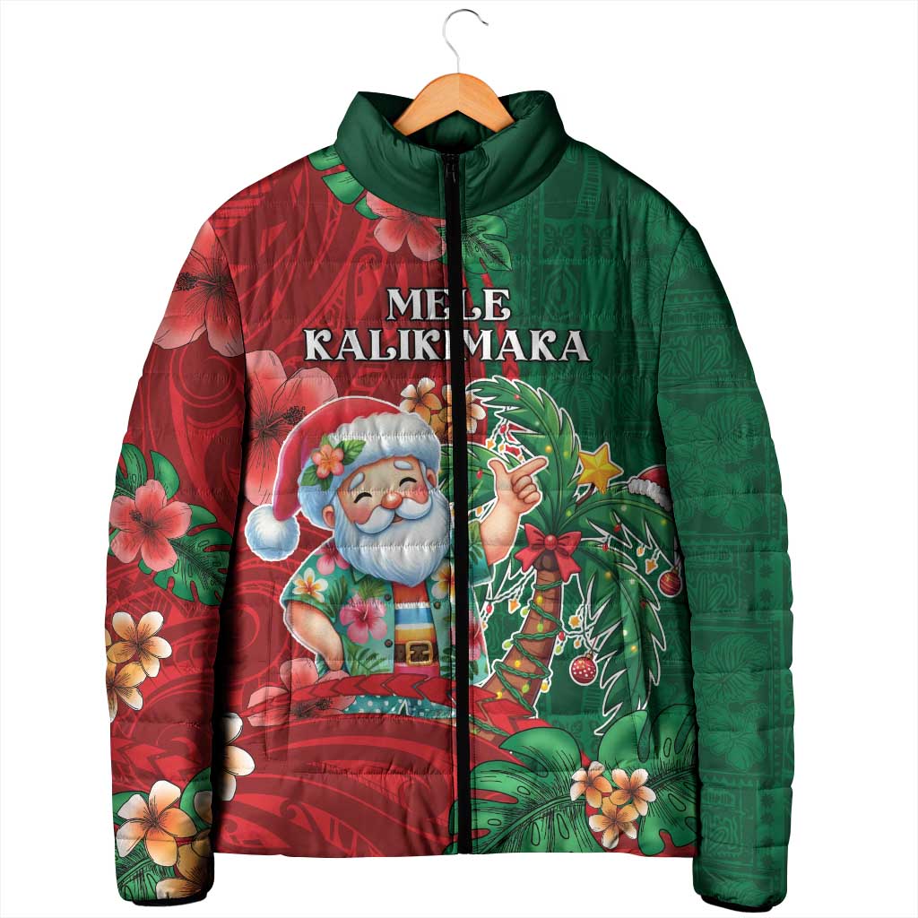 Hawaii Christmas Padded Jacket Mele Kalikimaka Funny Hawaiian Santa - Polynesian Pride