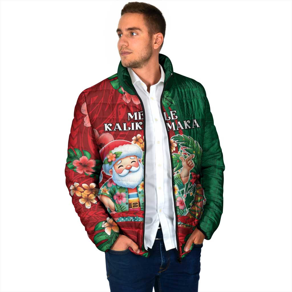 Hawaii Christmas Padded Jacket Mele Kalikimaka Funny Hawaiian Santa - Polynesian Pride
