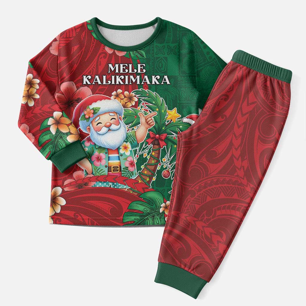 Hawaii Christmas Pajama Set Mele Kalikimaka Funny Hawaiian Santa - Polynesian Pride