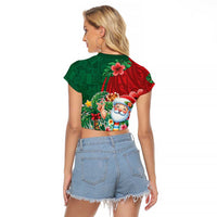 Hawaii Christmas Raglan Cropped T Shirt Mele Kalikimaka Funny Hawaiian Santa - Polynesian Pride