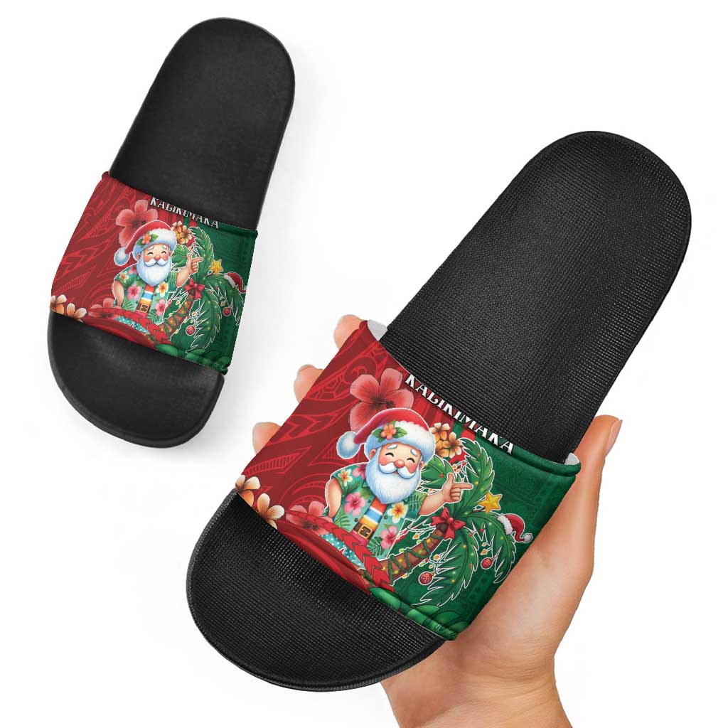 Hawaii Christmas Slide Sandals Mele Kalikimaka Funny Hawaiian Santa DT05 - Polynesian Pride
