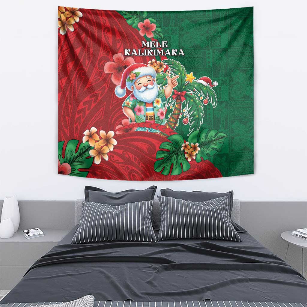 Hawaii Christmas Tapestry Mele Kalikimaka Funny Hawaiian Santa - Polynesian Pride