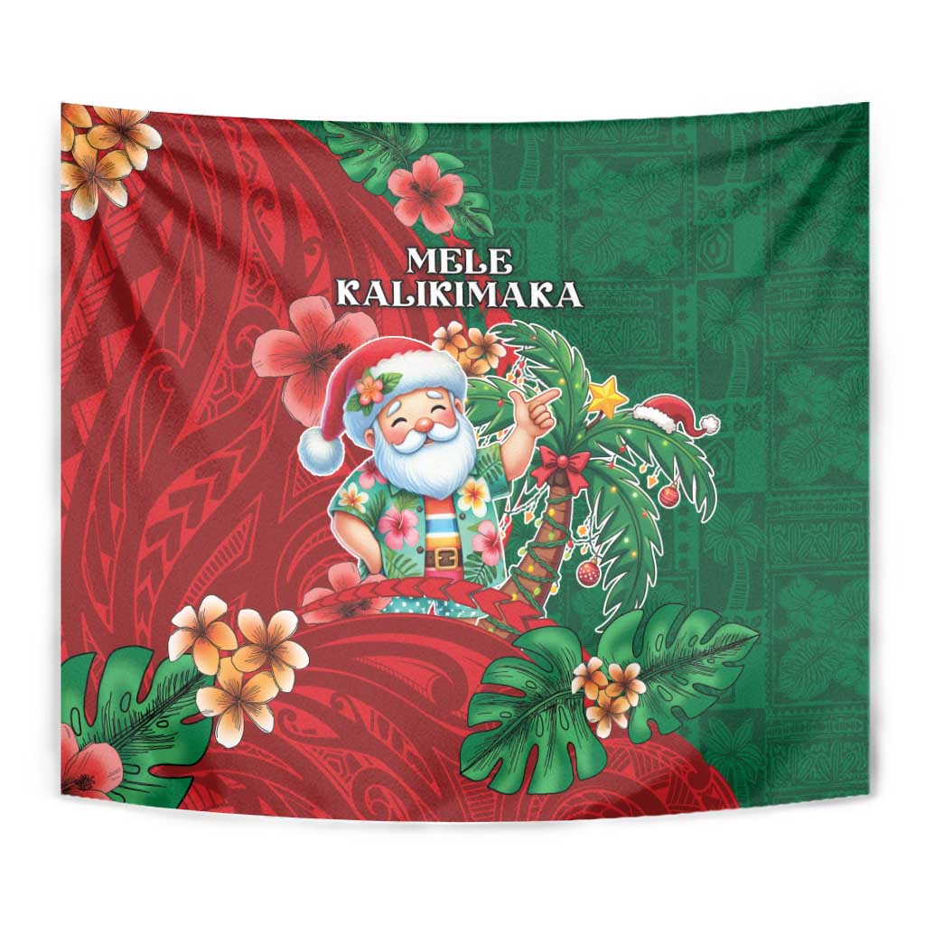 Hawaii Christmas Tapestry Mele Kalikimaka Funny Hawaiian Santa - Polynesian Pride