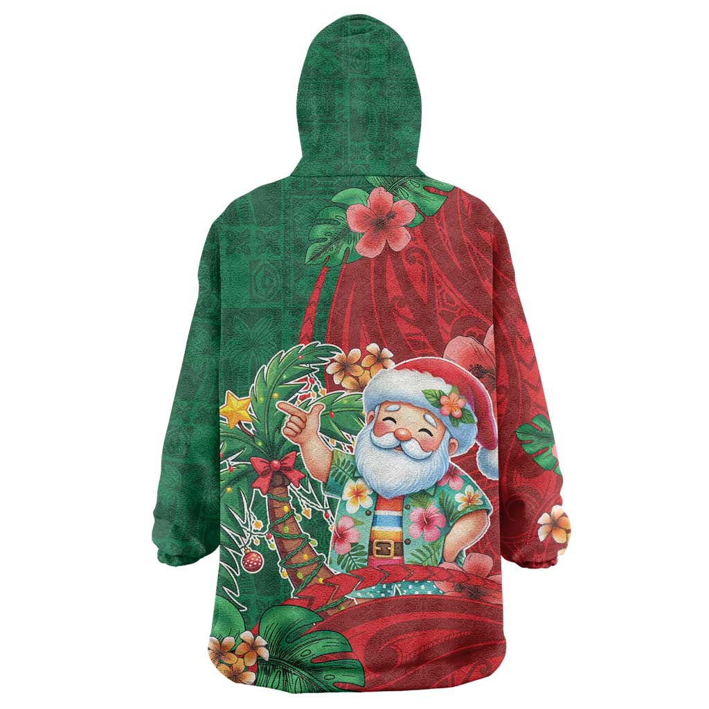 Hawaii Christmas Wearable Blanket Hoodie Mele Kalikimaka Funny Hawaiian Santa - Polynesian Pride