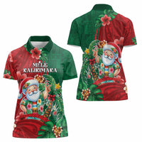 Hawaii Christmas Women Polo Shirt Mele Kalikimaka Funny Hawaiian Santa - Polynesian Pride