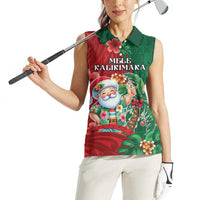 Hawaii Christmas Women Sleeveless Polo Shirt Mele Kalikimaka Funny Hawaiian Santa - Polynesian Pride