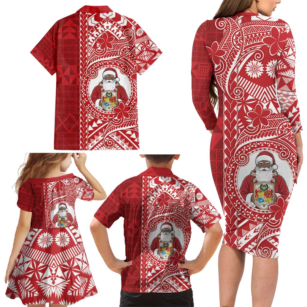 Tonga Christmas Family Matching Long Sleeve Bodycon Dress and Hawaiian Shirt Kilisimasi Fiefia - Polynesian Pride