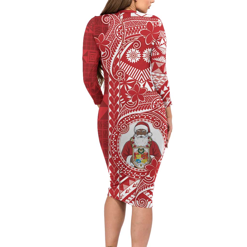 Tonga Christmas Long Sleeve Bodycon Dress Kilisimasi Fiefia - Polynesian Pride