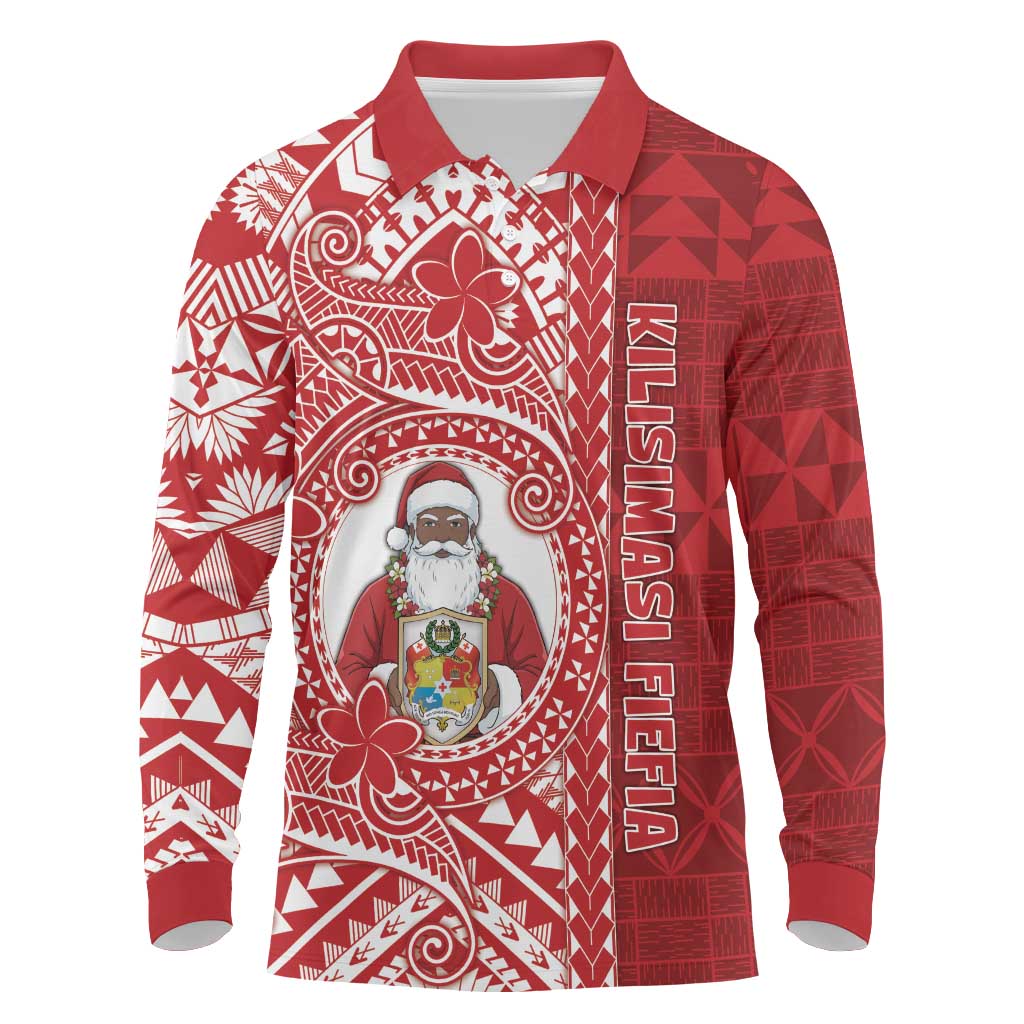 Tonga Christmas Long Sleeve Polo Shirt Kilisimasi Fiefia - Polynesian Pride