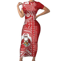 Tonga Christmas Short Sleeve Bodycon Dress Kilisimasi Fiefia - Polynesian Pride