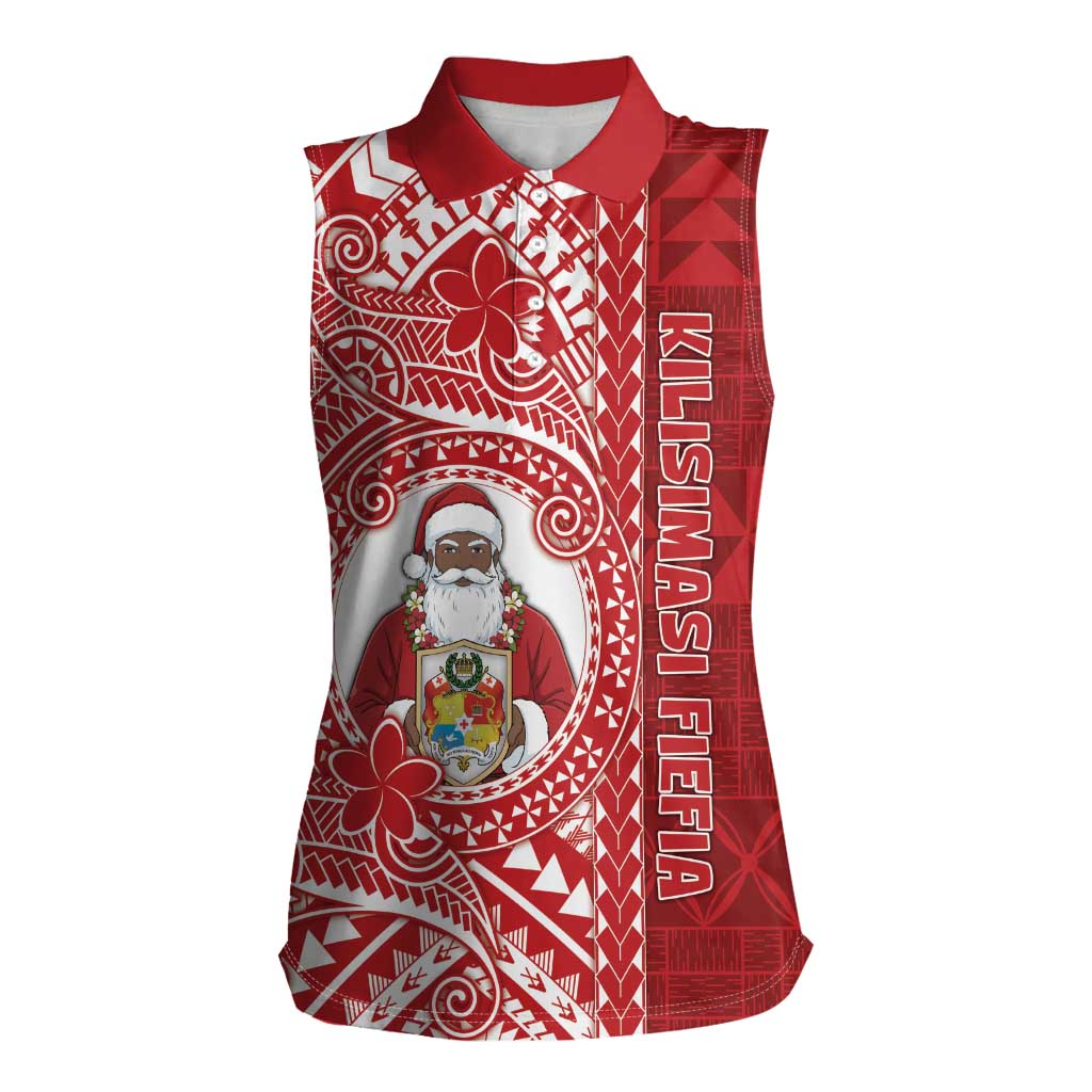 Tonga Christmas Women Sleeveless Polo Shirt Kilisimasi Fiefia - Polynesian Pride