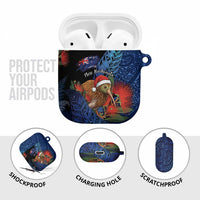New Zealand Christmas AirPods Case Santa Kiwi Bird With Pohutukawa Flowers - Polynesian Pride