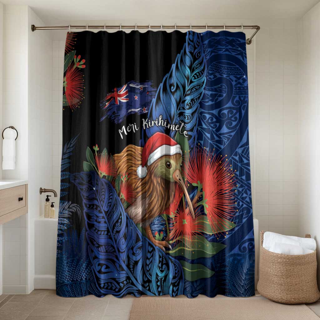 New Zealand Christmas Bathroom Set Santa Kiwi Bird With Pohutukawa Flowers - Polynesian Pride