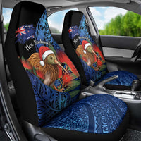New Zealand Christmas Car Seat Cover Santa Kiwi Bird With Pohutukawa Flowers - Polynesian Pride