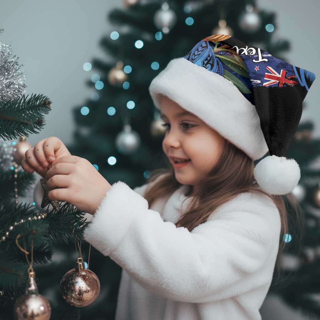 Personalised New Zealand Christmas Santa Hat Santa Kiwi Bird With Pohutukawa Flowers - Polynesian Pride