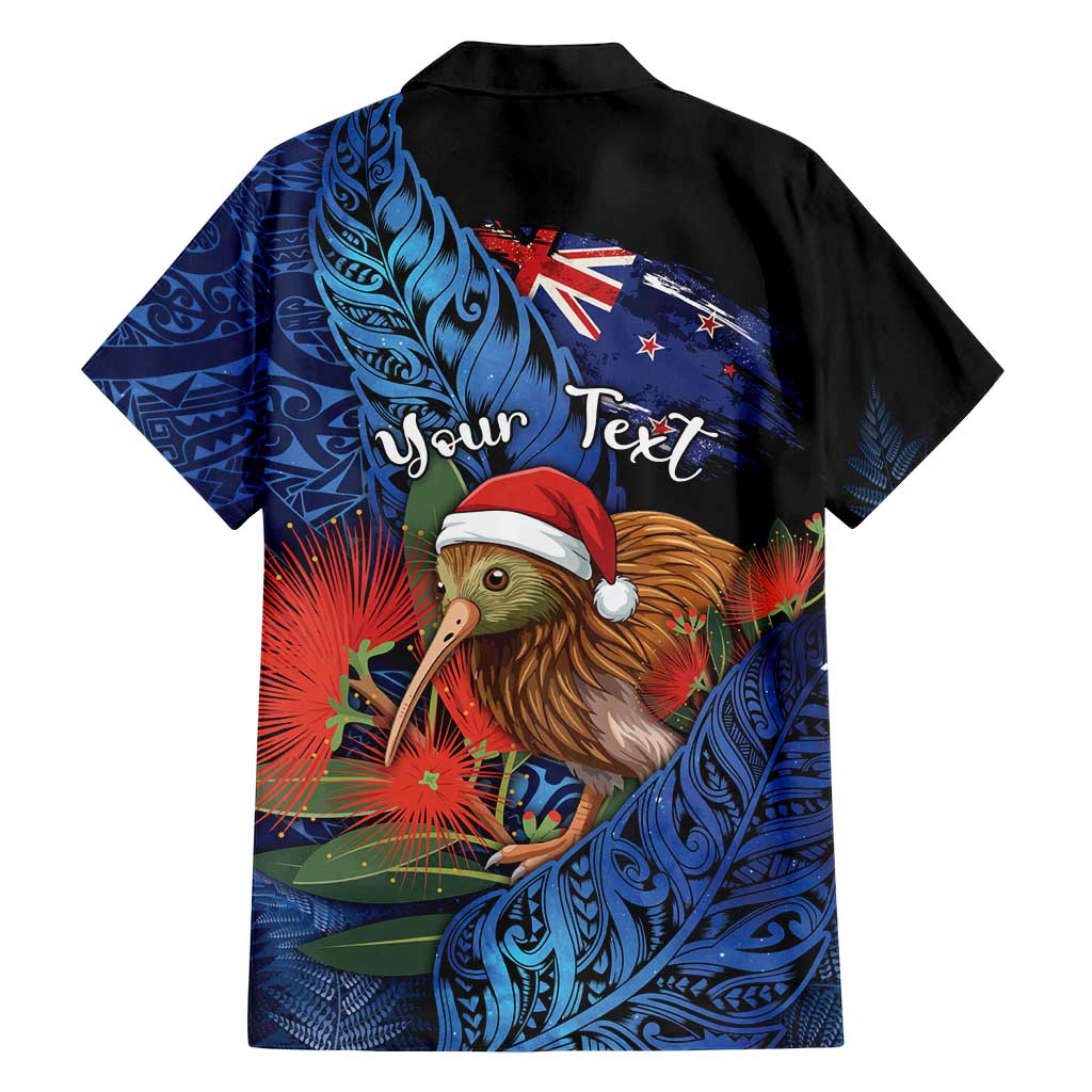 Personalised New Zealand Christmas Family Matching Long Sleeve Bodycon Dress and Hawaiian Shirt Santa Kiwi Bird With Pohutukawa Flowers - Polynesian Pride