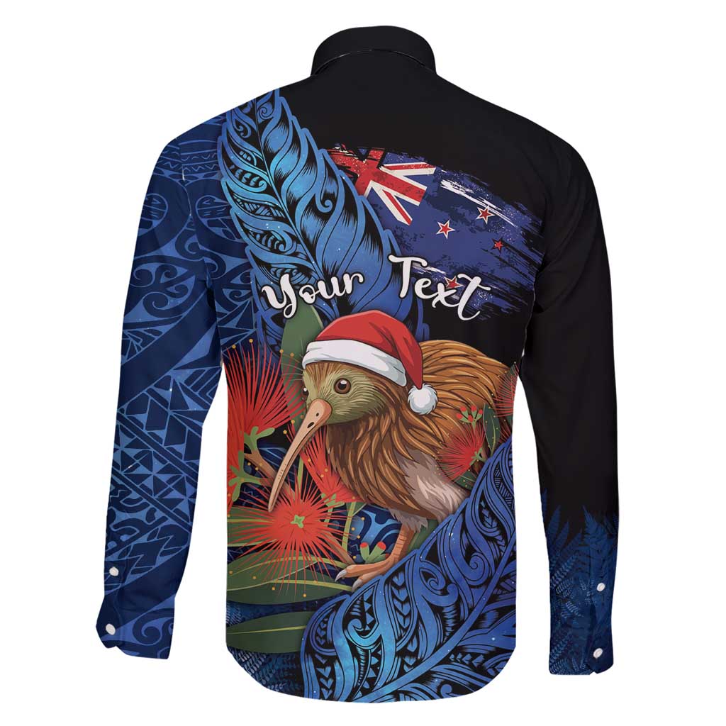 Personalised New Zealand Christmas Family Matching Short Sleeve Bodycon Dress and Hawaiian Shirt Santa Kiwi Bird With Pohutukawa Flowers - Polynesian Pride