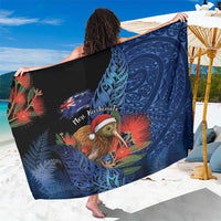 New Zealand Christmas Sarong Santa Kiwi Bird With Pohutukawa Flowers - Polynesian Pride