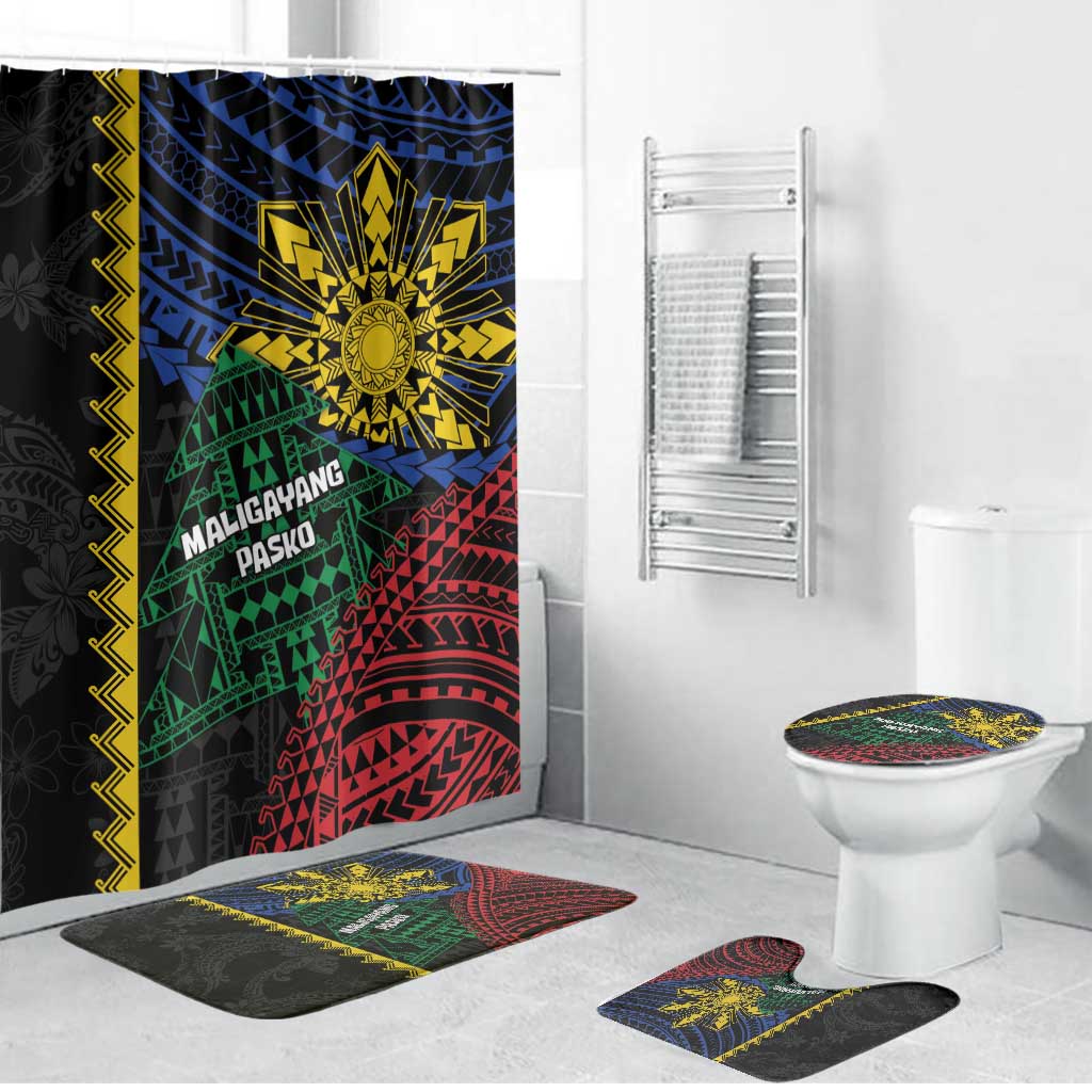 Philippines Christmas Bathroom Set Xmas Tree Filipino Tribal Patterns - Polynesian Pride