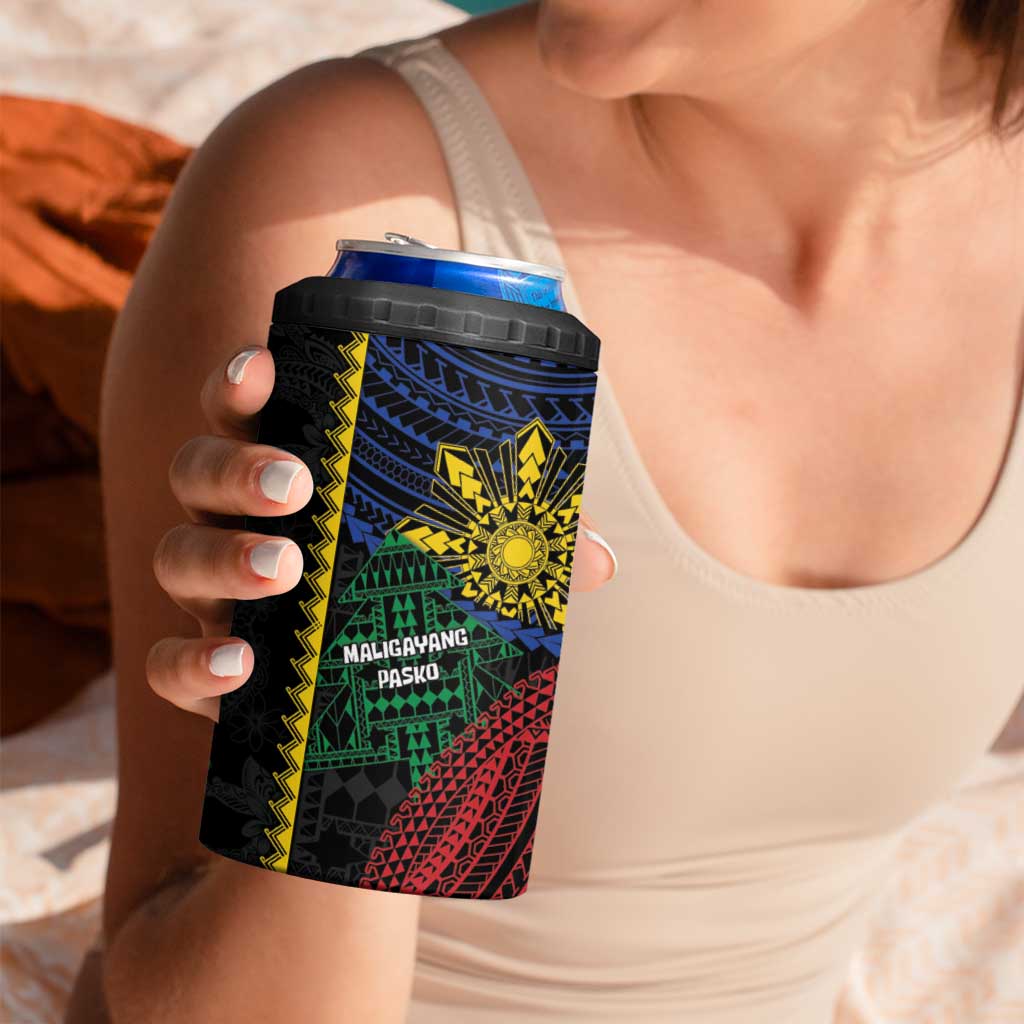 Personalised Philippines Christmas 4 in 1 Can Cooler Tumbler Xmas Tree Filipino Tribal Patterns - Polynesian Pride