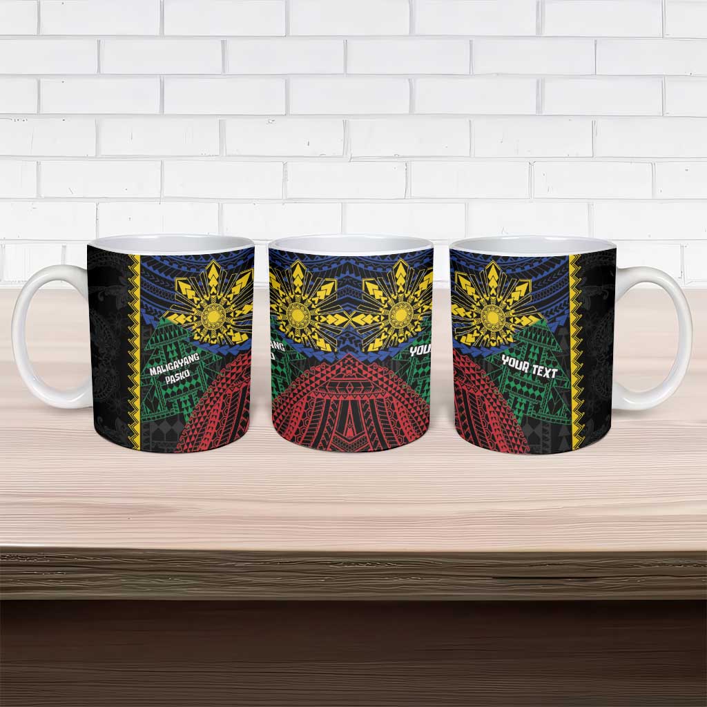 Personalised Philippines Christmas Ceramic Mug Xmas Tree Filipino Tribal Patterns - Polynesian Pride