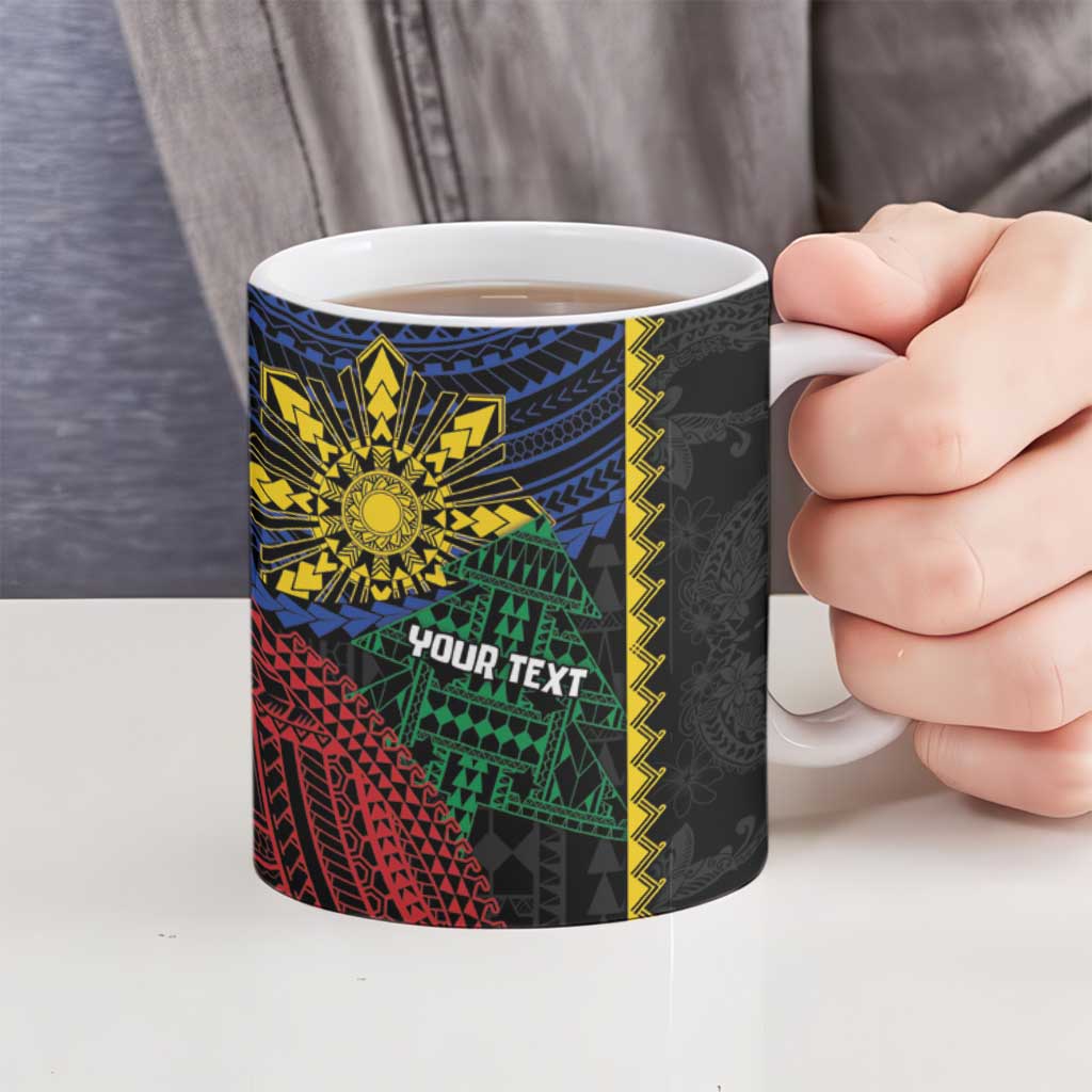 Personalised Philippines Christmas Ceramic Mug Xmas Tree Filipino Tribal Patterns - Polynesian Pride