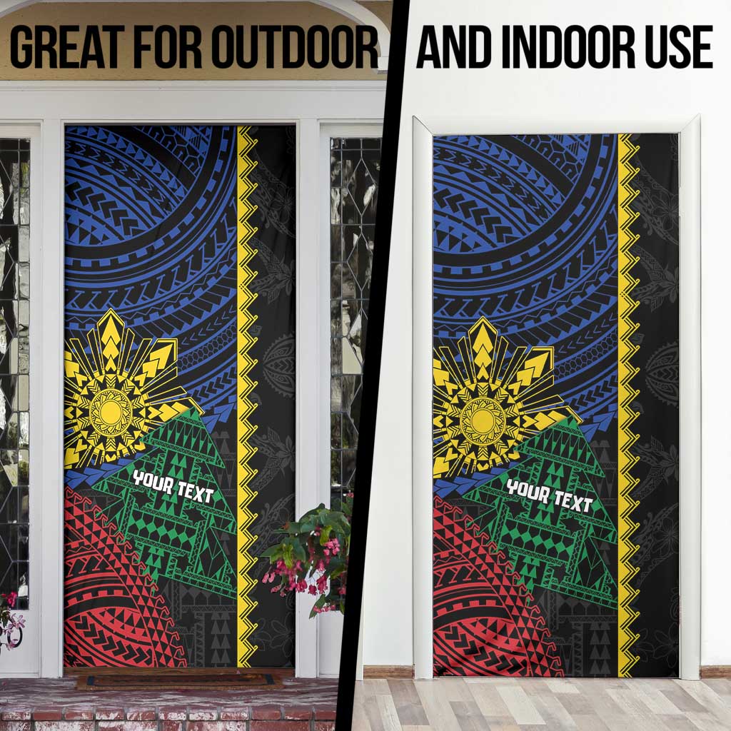 Personalised Philippines Christmas Door Cover Xmas Tree Filipino Tribal Patterns - Polynesian Pride
