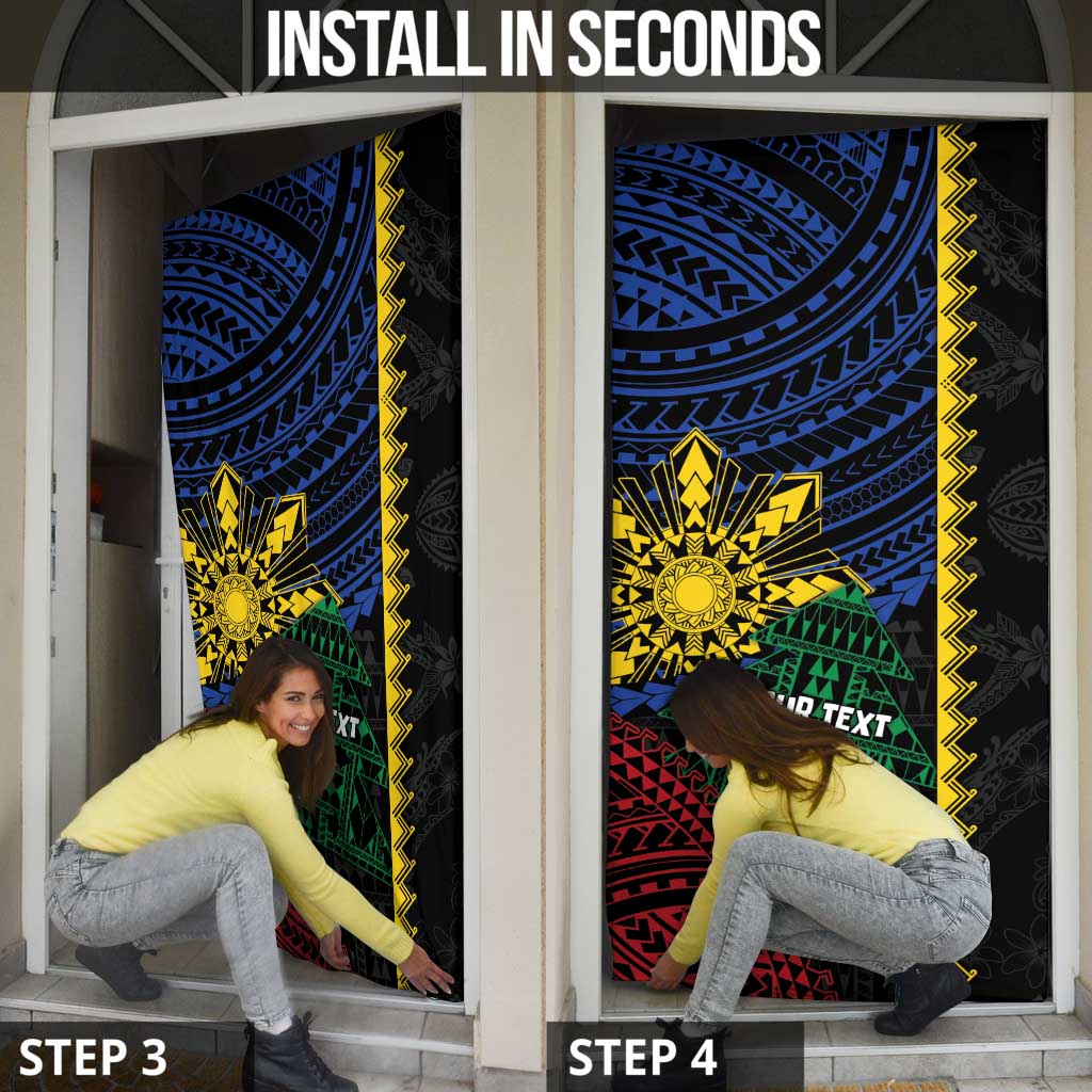 Personalised Philippines Christmas Door Cover Xmas Tree Filipino Tribal Patterns - Polynesian Pride