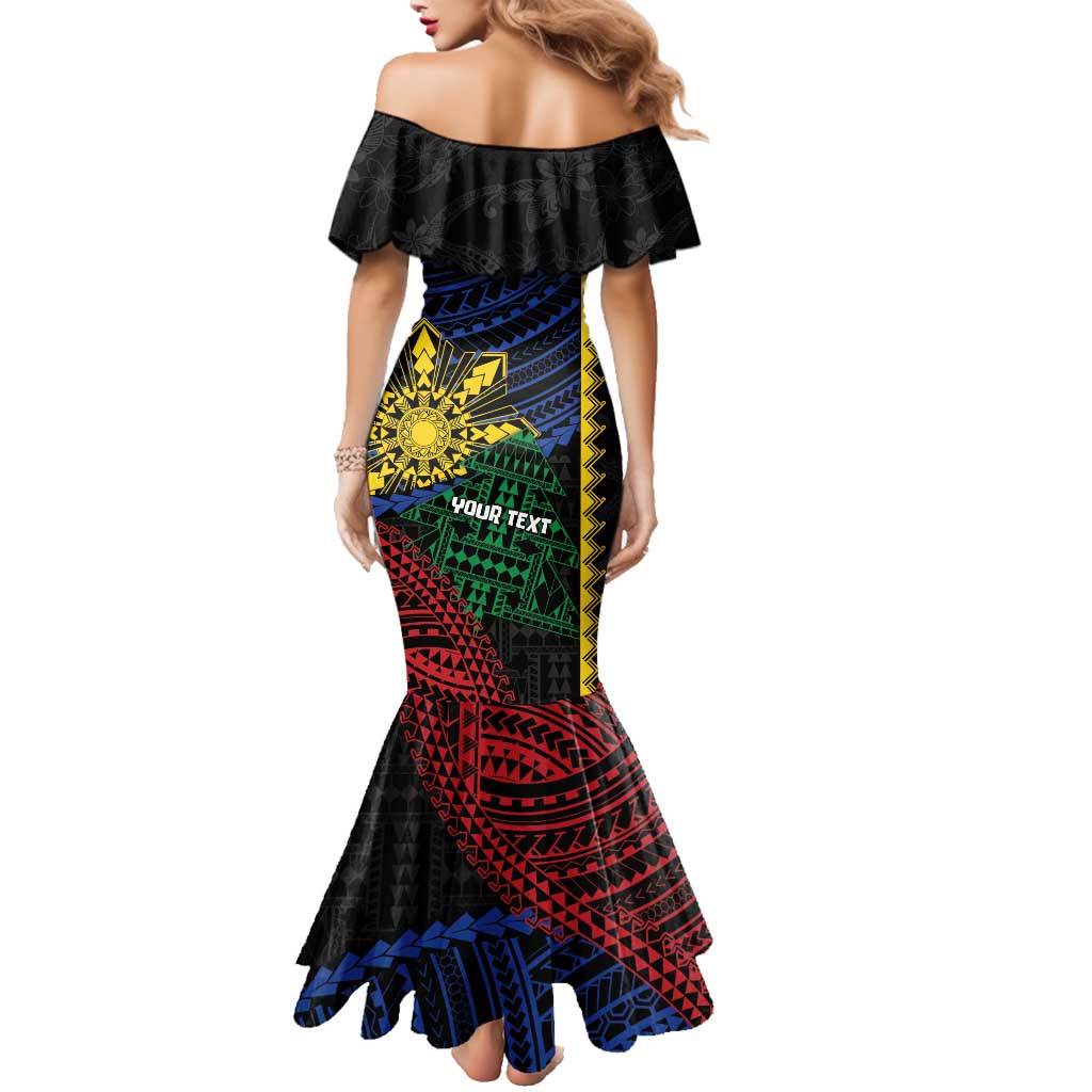 Personalised Philippines Christmas Family Matching Mermaid Dress and Hawaiian Shirt Xmas Tree Filipino Tribal Patterns - Polynesian Pride